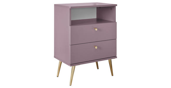 NACHTSCHRANK 50/70/34 cm - Pflaume/Messingfarben, KONVENTIONELL, Holzwerkstoff/Metall (50/70/34cm) - Carryhome