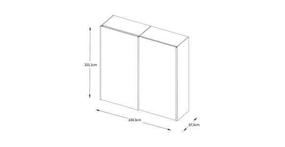 SCHWEBETÜRENSCHRANK 225/222/68 cm 2-türig  - Graphitfarben/Sonoma Eiche, Design, Holzwerkstoff/Metall (225/222/68cm) - Moderano