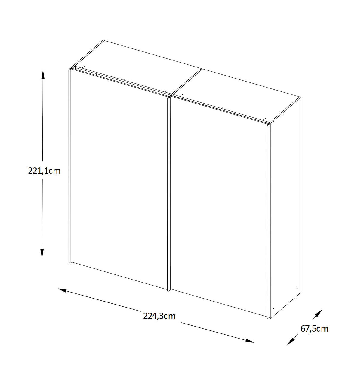 SCHWEBETÜRENSCHRANK in Anthrazit  - Anthrazit/Alufarben, Design, Holzwerkstoff/Metall (225/222/68cm) - Moderano