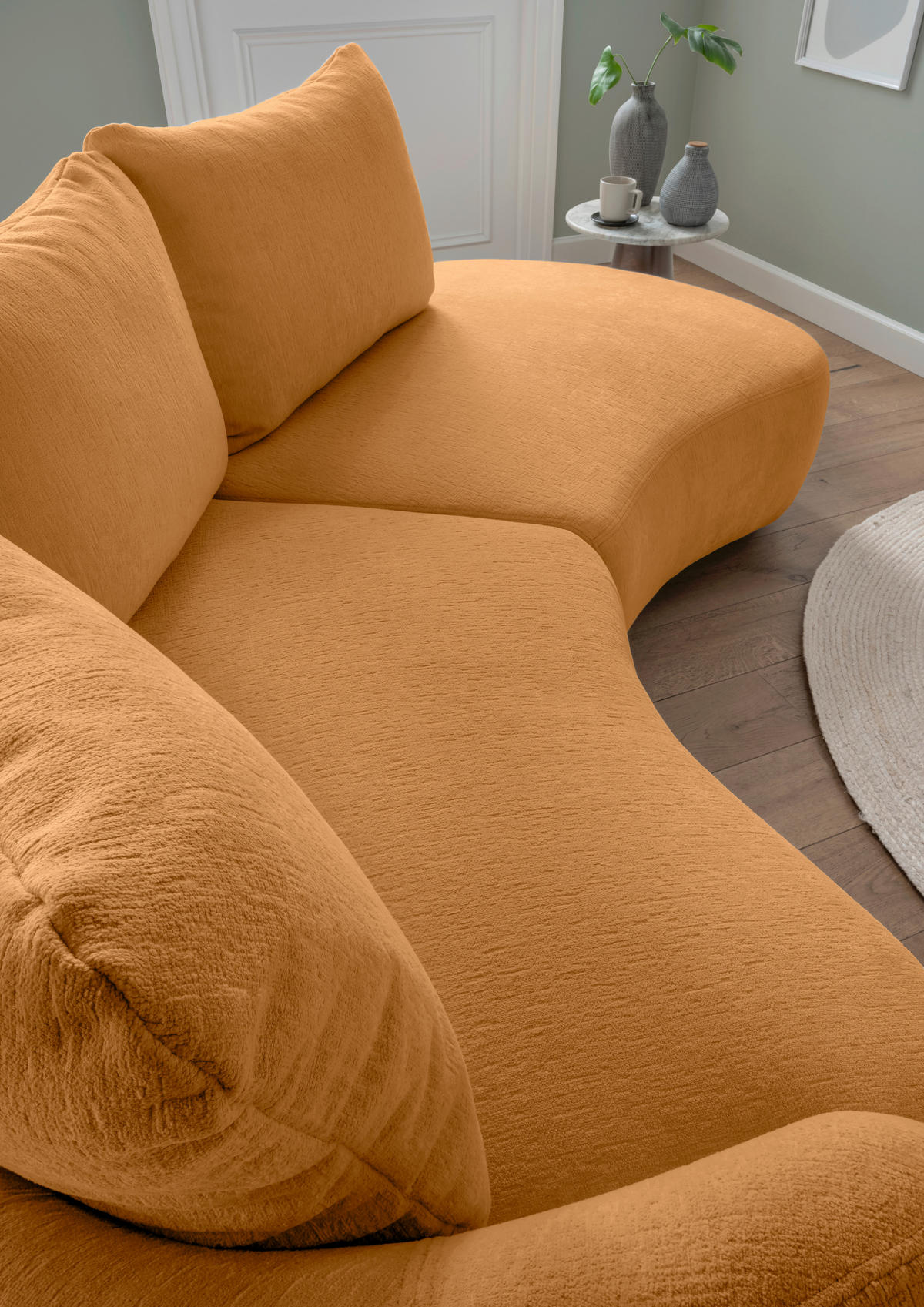 ECKSOFA in Mikrofaser Goldfarben  - Goldfarben/Schwarz, Modern, Kunststoff/Textil (139/250cm) - Livetastic