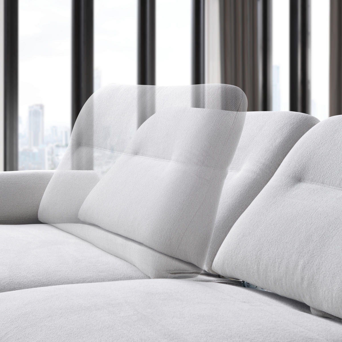 ECKSOFA in Chenille, Flachgewebe Grauweiss  - Schwarz/Grauweiss, Design, Textil/Metall (318/165cm) - Xora