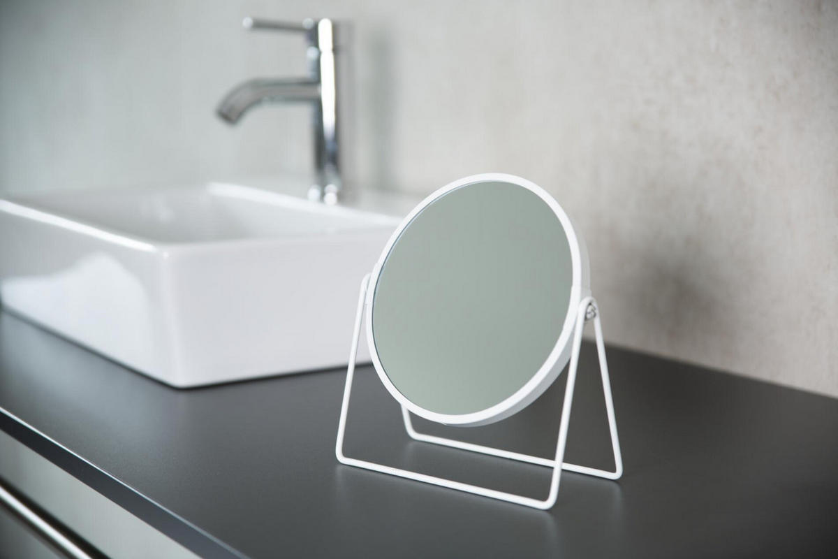 SCHMINKSPIEGEL  - Weiß, Basics, Glas/Metall (18,5/20,5cm) - Sadena