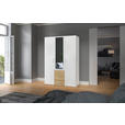 KLEIDERSCHRANK in Weiß, Eichefarben - Eichefarben/Silberfarben, Design, Glas/Holzwerkstoff (152/215/59cm) - Carryhome