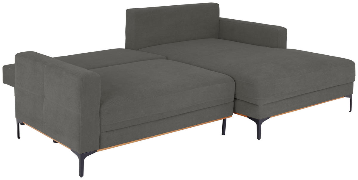 ECKSOFA Dunkelgrau  - Dunkelgrau/Schwarz, MODERN, Textil/Metall (238/162cm) - Ondega