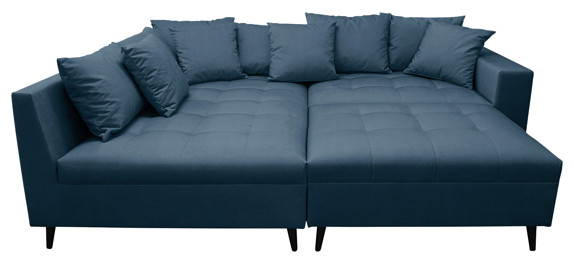 Ecksofa inkl. Hocker in Mikrofaser Dunkelblau  - Schwarz/Dunkelblau, Design, Holz/Textil (174/247cm) - MID.YOU