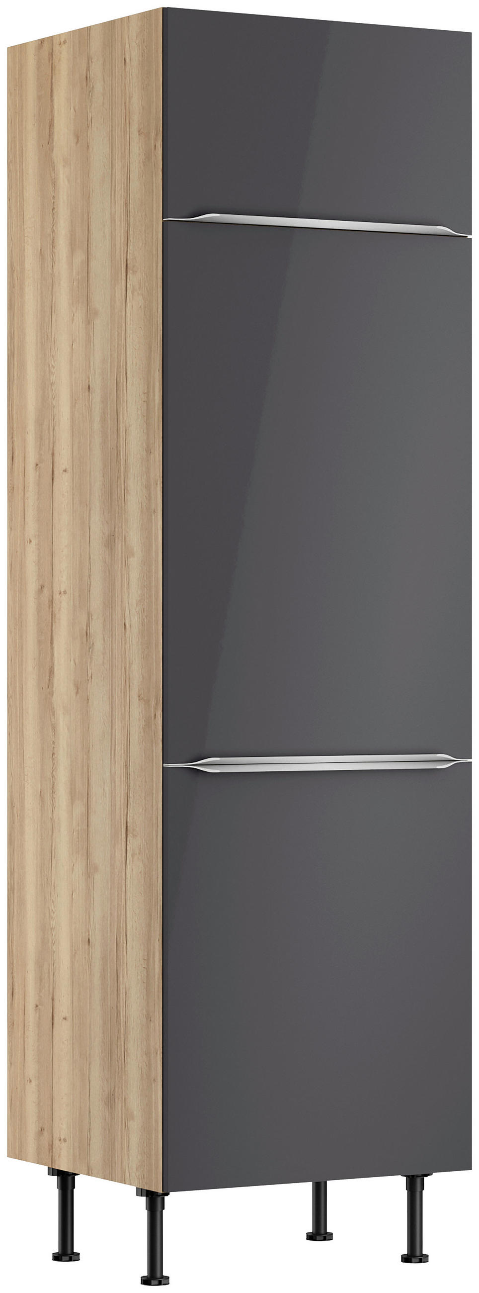 KÜCHENLEERBLOCK 270 cm   in Anthrazit, Eichefarben  - Edelstahlfarben/Eichefarben, Basics, Holzwerkstoff/Metall (270cm) - Optifit