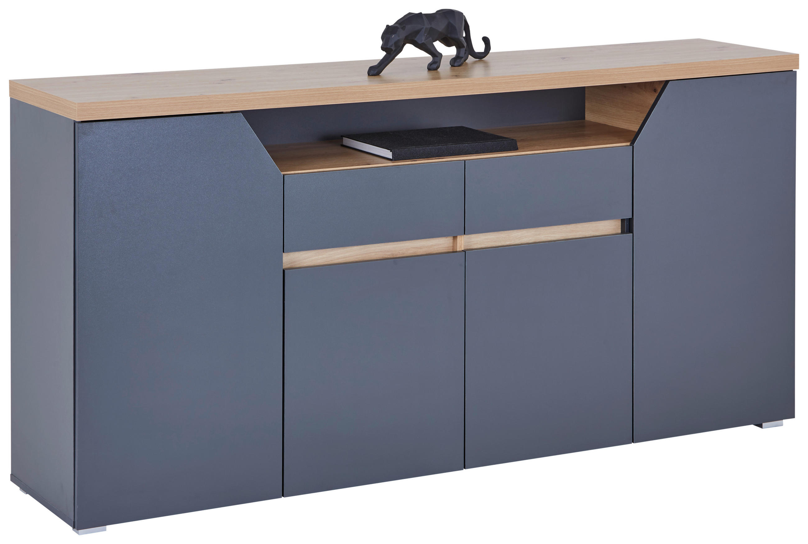 KOMODA, antracit, hrast artisan  - bela/antracit, Moderno, leseni material (180,5/91,6/40cm) - MID.YOU