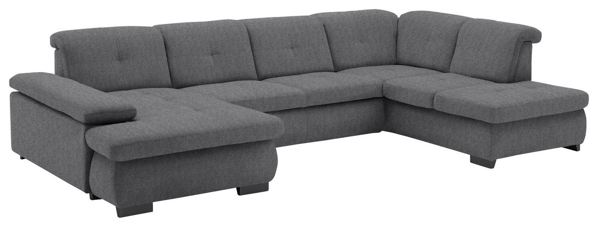 WOHNLANDSCHAFT Dunkelgrau Webstoff  - Dunkelgrau/Schwarz, Design, Textil/Metall (174/337/210cm) - Beldomo Style