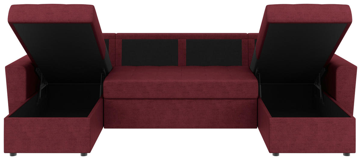 WOHNLANDSCHAFT TERMOLI Rot Jacquard  - Rot/Schwarz, Design, Kunststoff/Textil (155/296/155cm) - MID.YOU