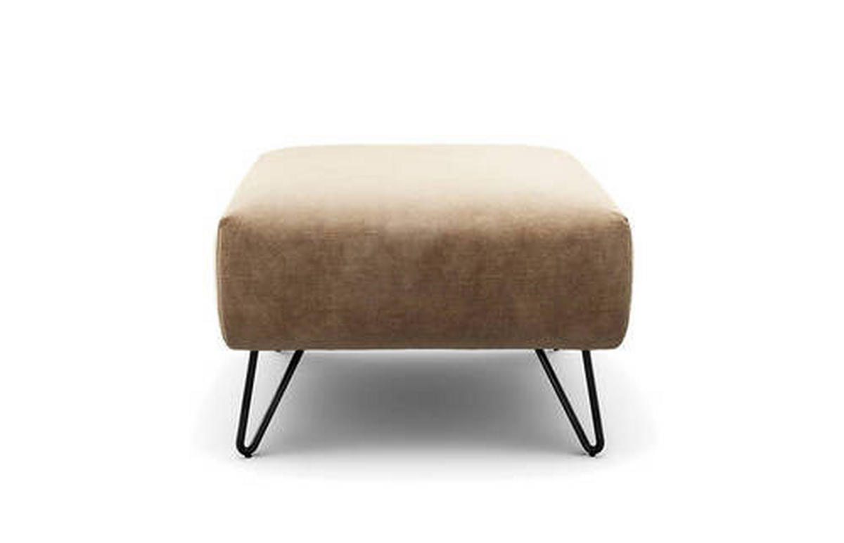 HOCKER in Textil Sandfarben  - Sandfarben/Schwarz, Design, Textil/Metall (90/70/46cm) - SENSOO