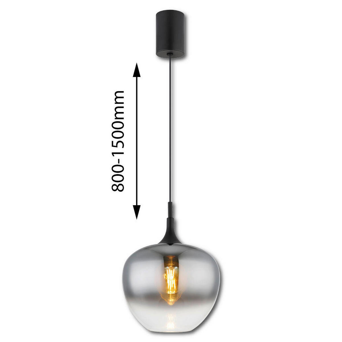HÄNGELEUCHTE Maxy 29/150 cm  - Klar/Schwarz, Design, Glas/Kunststoff (29/150cm) - Globo
