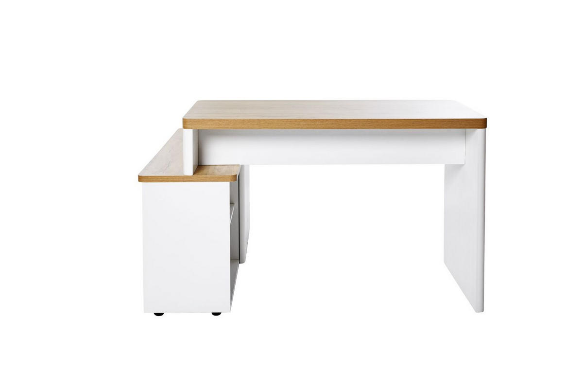 ECKSCHREIBTISCH 140/118/76 cm  in Weiß, Eichefarben  - Eichefarben/Weiß, KONVENTIONELL, Holzwerkstoff (140/118/76cm)