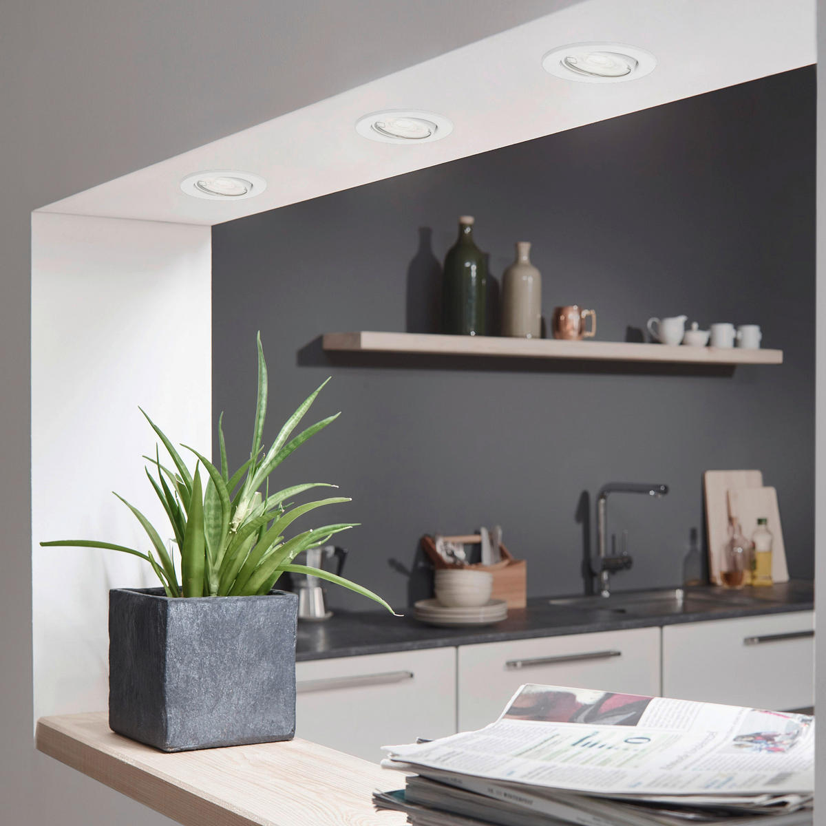 LED PANEL  - bela, Osnovno, metal (8,6/8,6/7cm)