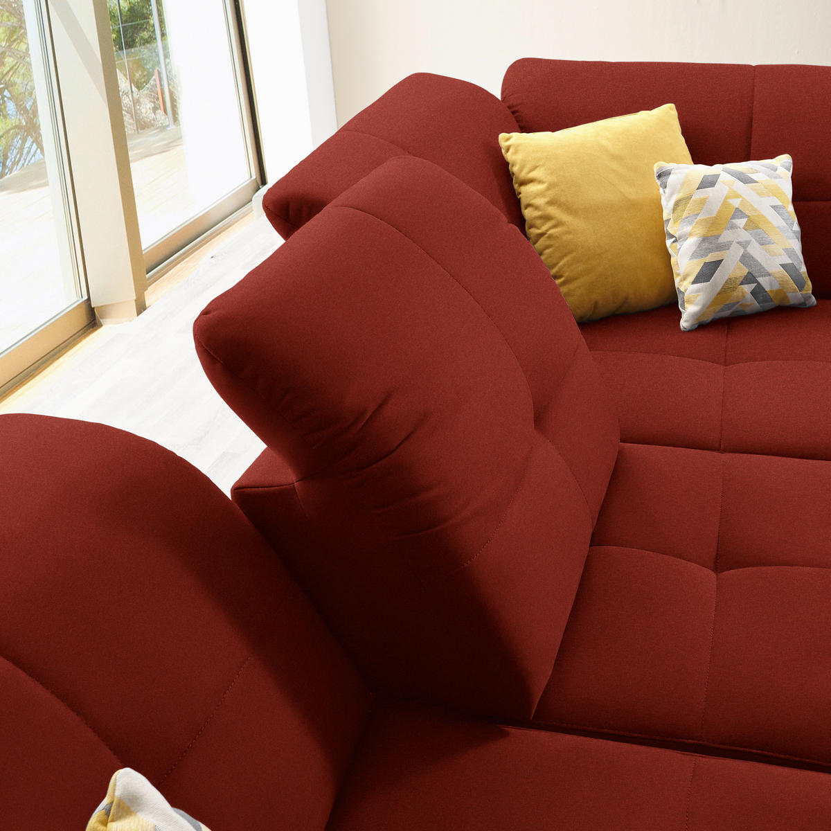 ECKSOFA in Chenille Rot  310/240 cm  - Rot/Schwarz, Design, Textil/Metall (310/240cm) - Xora