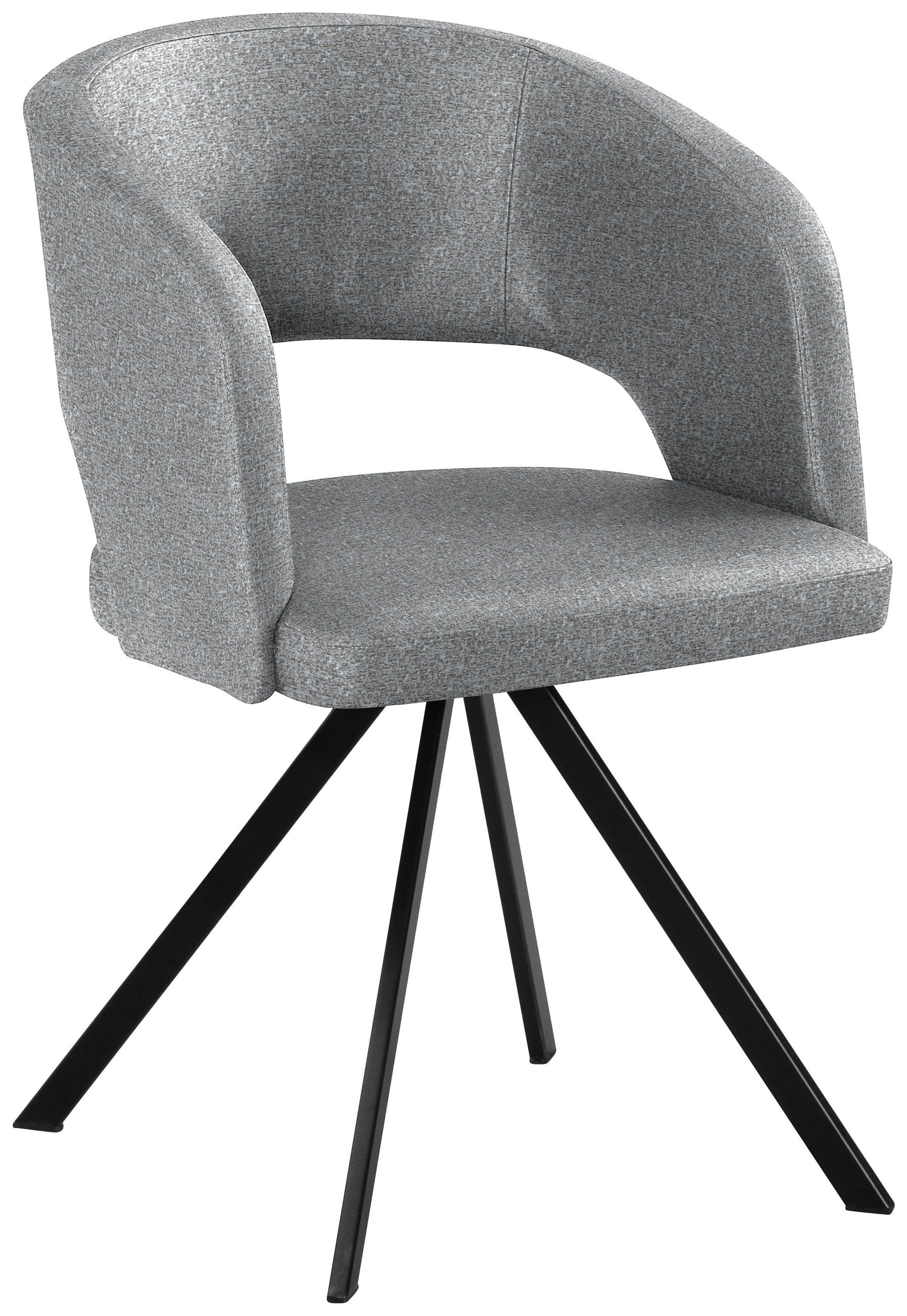 ARMLEHNSTUHL Stahl Samt  - Hellgrau/Schwarz, Konventionell, Textil/Metall (56/84/59cm) - Moderano