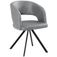 ARMLEHNSTUHL  Typenauswahl, inklusive Armlehnen Samt  - Hellgrau/Schwarz, KONVENTIONELL, Textil/Metall (56/84/59cm) - Moderano