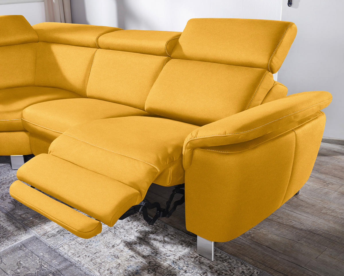 ECKSOFA in Flachgewebe, Mikrofaser Gelb  239/271 cm  - Gelb/Beige, Design, Textil/Metall (239/271cm) - Cantus