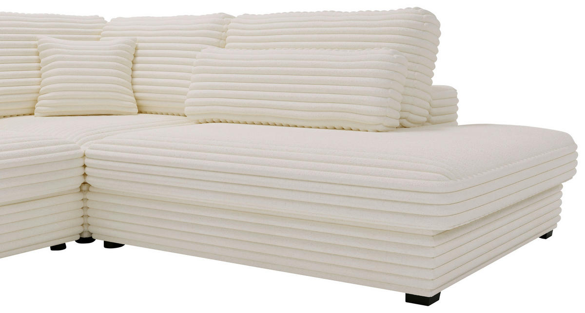 ECKSOFA in Cord, Plüsch Beige  - Beige/Schwarz, Design, Kunststoff/Textil (332/244cm) - Livetastic