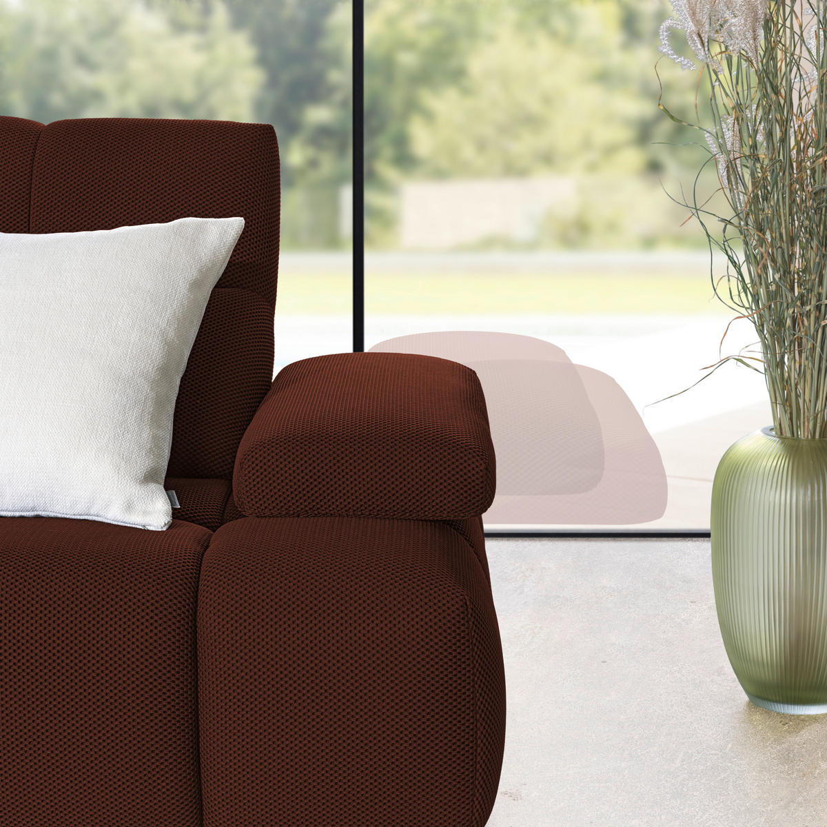 ECKSOFA in Struktur Rostfarben  - Rostfarben/Schwarz, Design, Kunststoff/Textil (233/313cm) - Emilio Belluti