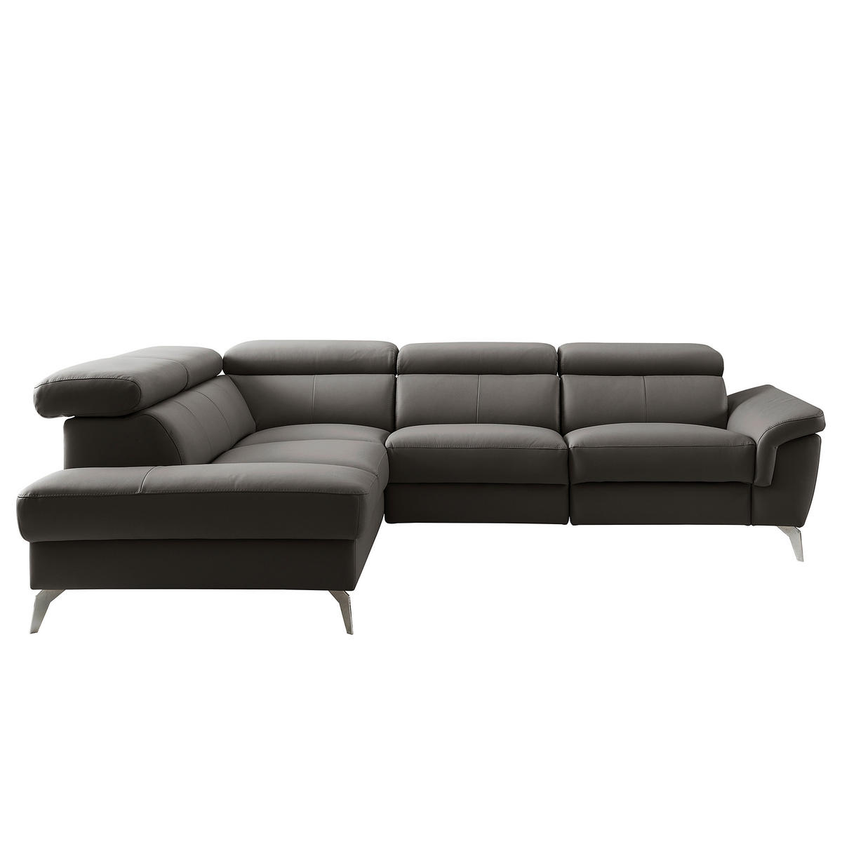ECKSOFA  in Lederlook Echtleder Dunkelbraun  210/265 cm  - Chromfarben/Dunkelbraun, Design, Leder/Textil (210/265cm) - Livetastic