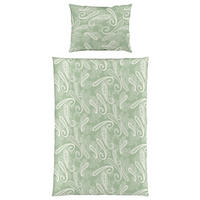 POSTEĽNÁ BIELIZEŇ, makosatén, biela, svetlozelená, 140/200 cm  - biela/svetlozelená, Basics, textil (140/200cm) - Fleuresse