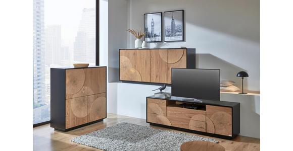 KOMMODE  in 110/115,5/40 cm  - Eichefarben/Schwarz, LIFESTYLE, Holzwerkstoff (110/115,5/40cm) - Xora