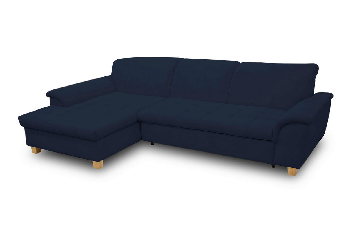 ECKSOFA  in Mikrofaser Dunkelblau  162/279 cm  - Eichefarben/Dunkelblau, KONVENTIONELL, Holz/Textil (162/279cm) - MID.YOU