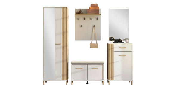 GARDEROBE 5-teilig  in 220/192,5/40 cm  - Kaschmir/Eiche Artisan, Basics, Glas/Holzwerkstoff (220/192,5/40cm) - Carryhome
