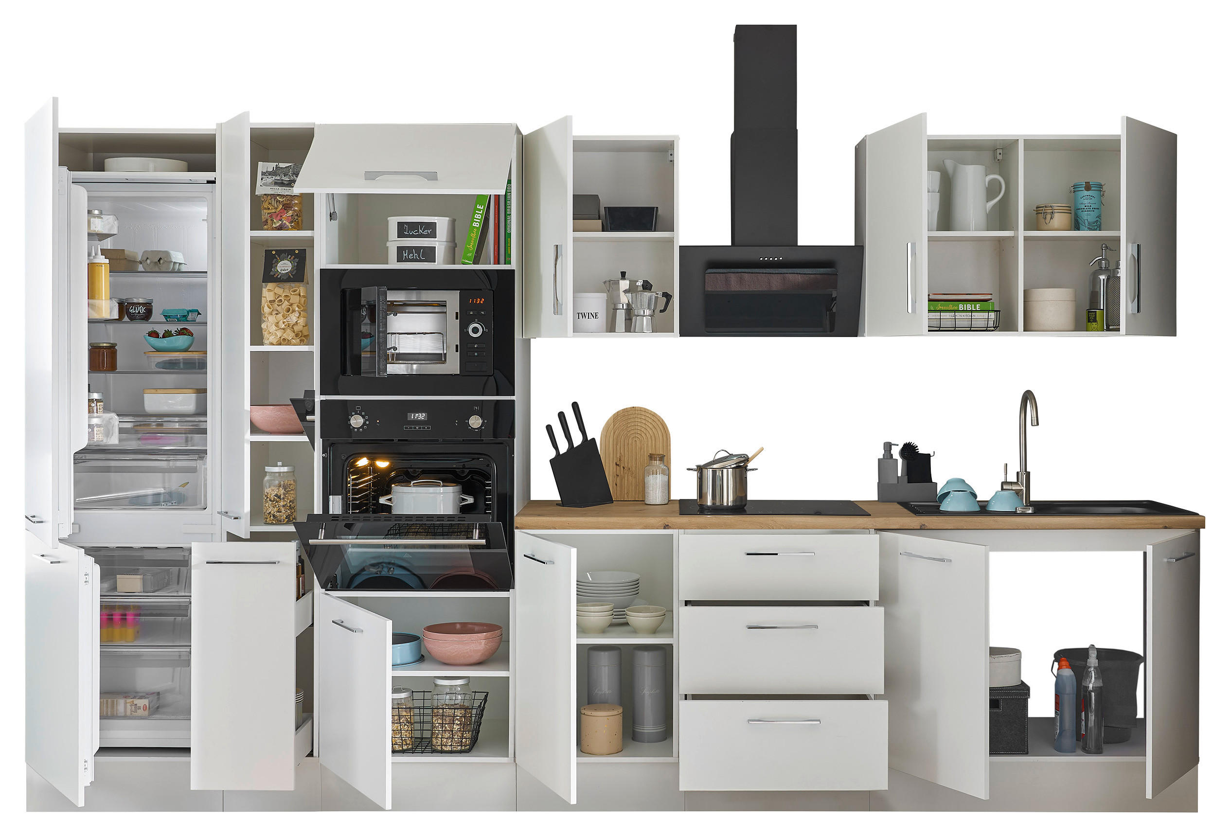 Thumbnail - Mid.you Küchenblock, Weiß, Eiche Artisan, Metall, 2 Schublade(n),3 Schublade(n),3 Schublade(n) Schubladen, seitenverkehr...