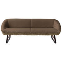 SITZBANK Textil, Leder Blaugrau  - Blaugrau/Schwarz, Design, Leder/Holz (229/88/80cm) - Koinor