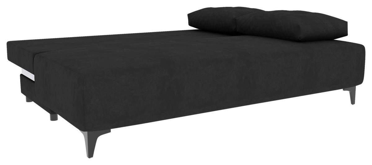 SCHLAFSOFA  mit Liegefunktion, Rücken echt Velours Anthrazit  - Anthrazit/Schwarz, KONVENTIONELL, Textil/Metall (200/98/90cm) - Carryhome