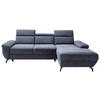 ECKSOFA in Velours Dunkelblau  - Silberfarben/Dunkelblau, Modern, Textil/Metall (262/182cm) - Trendmanufaktur