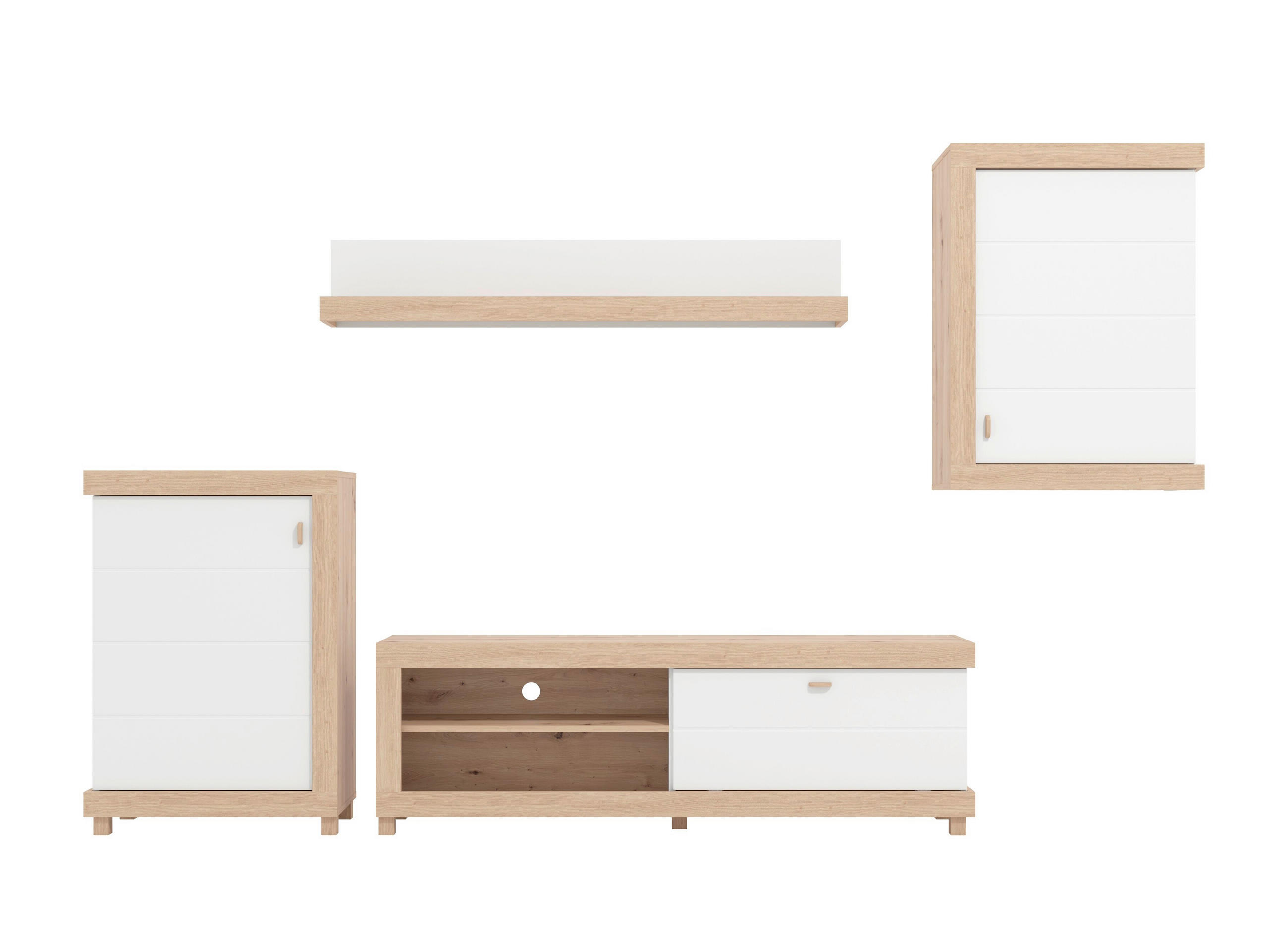 REGAL ZA DNEVNI BORAVAK bijela, hrast Artisan   - bijela/hrast Artisan, Moderno, drvni materijal/plastika (297/35/179,5cm)