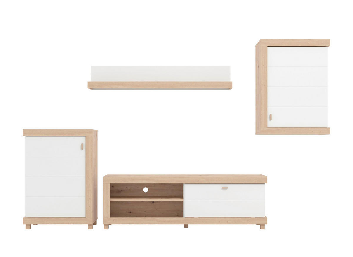 REGAL ZA DNEVNI BORAVAK bijela, hrast Artisan   - bijela/hrast Artisan, Moderno, drvni materijal/plastika (297/35/179,5cm)