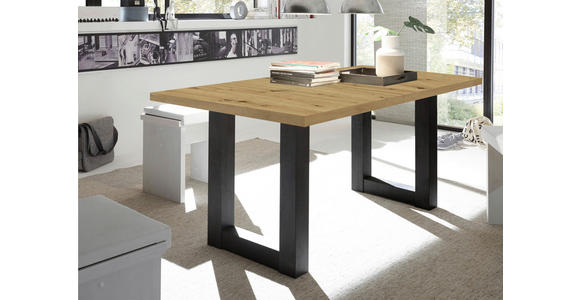 ESSTISCH in Holzwerkstoff 160/90/75 cm - Eichefarben/Schwarz, KONVENTIONELL, Holzwerkstoff (160/90/75cm) - Hom`in