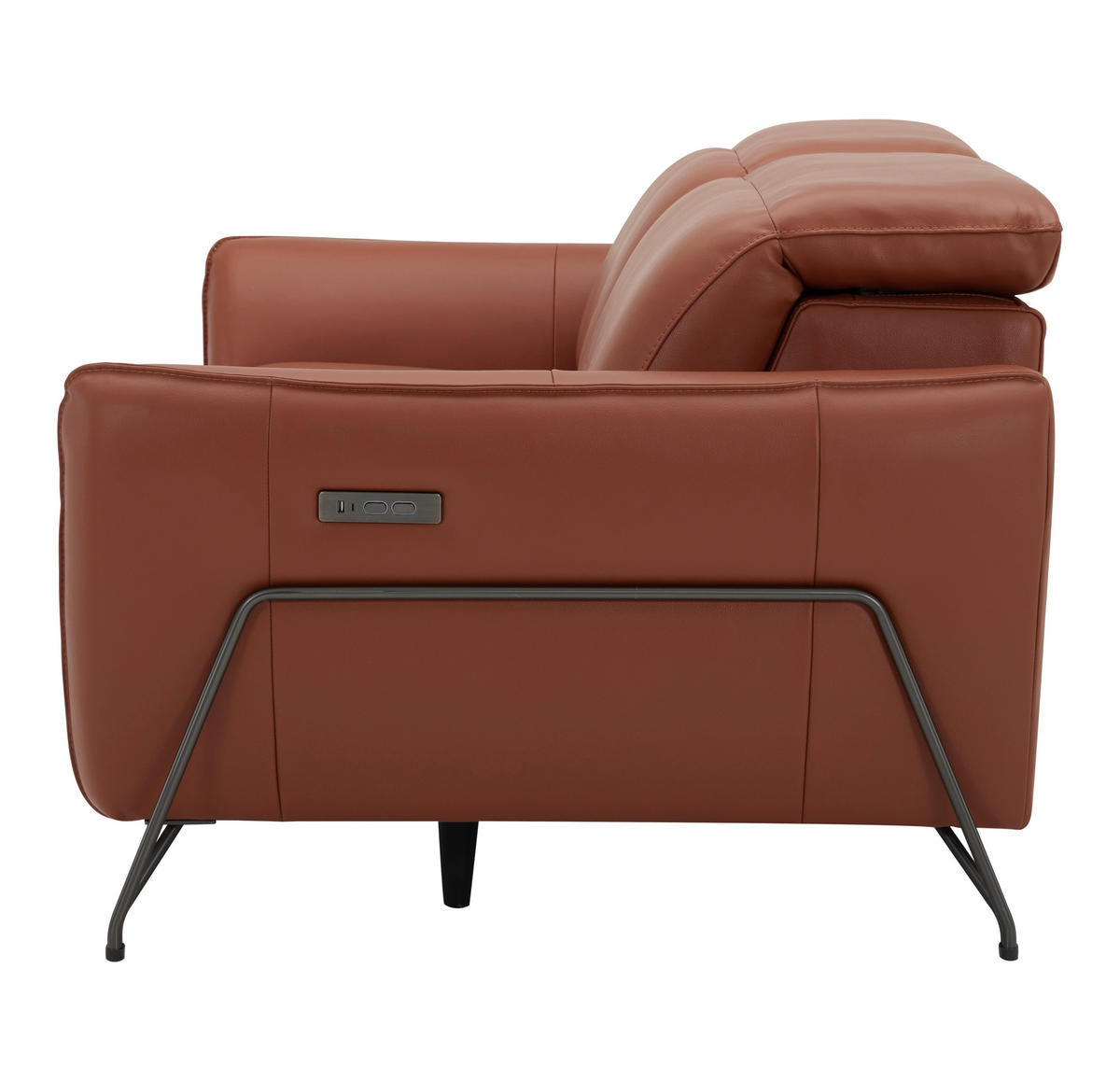 3-SITZER-SOFA Echtleder Cognac  - Cognac/Schwarz, LIFESTYLE, Leder/Metall (198/83/107/111cm) - Livetastic