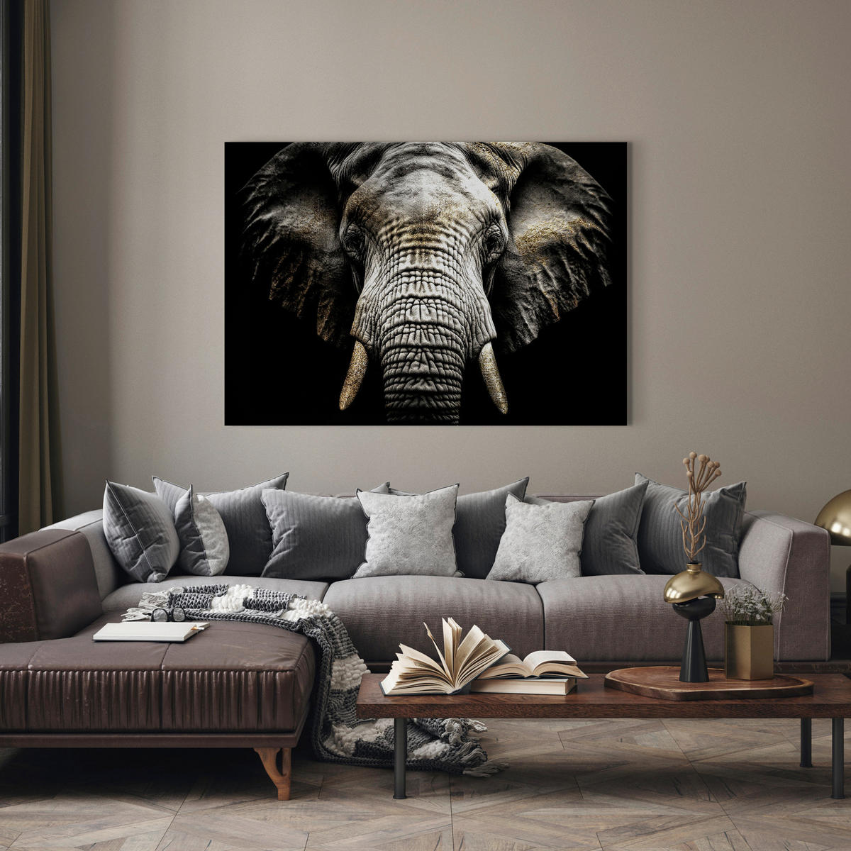 LEINWANDBILD Tiere 85/113 cm  - Silberfarben/Schwarz, Basics, Holz/Textil (85/113cm)