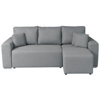 ECKSOFA in Struktur Grau  240/153 cm  - Chromfarben/Schwarz, Basics, Kunststoff/Textil (240/153cm) - P & B