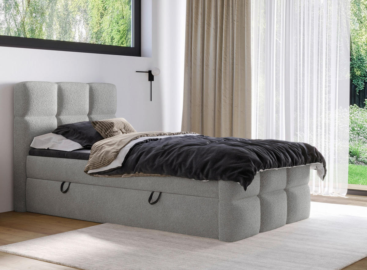 BOXBETT 120/200 cm  in Hellgrau  - Hellgrau/Schwarz, Design, Holzwerkstoff/Kunststoff (120/200cm) - Xora