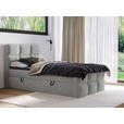 BOXBETT 120/200 cm,  in Hellgrau, gepolstertes Kopfteil, Bettkasten, Topper, H3 = fest  - Hellgrau/Schwarz, Design, Holzwerkstoff/Kunststoff (120/200cm) - Xora