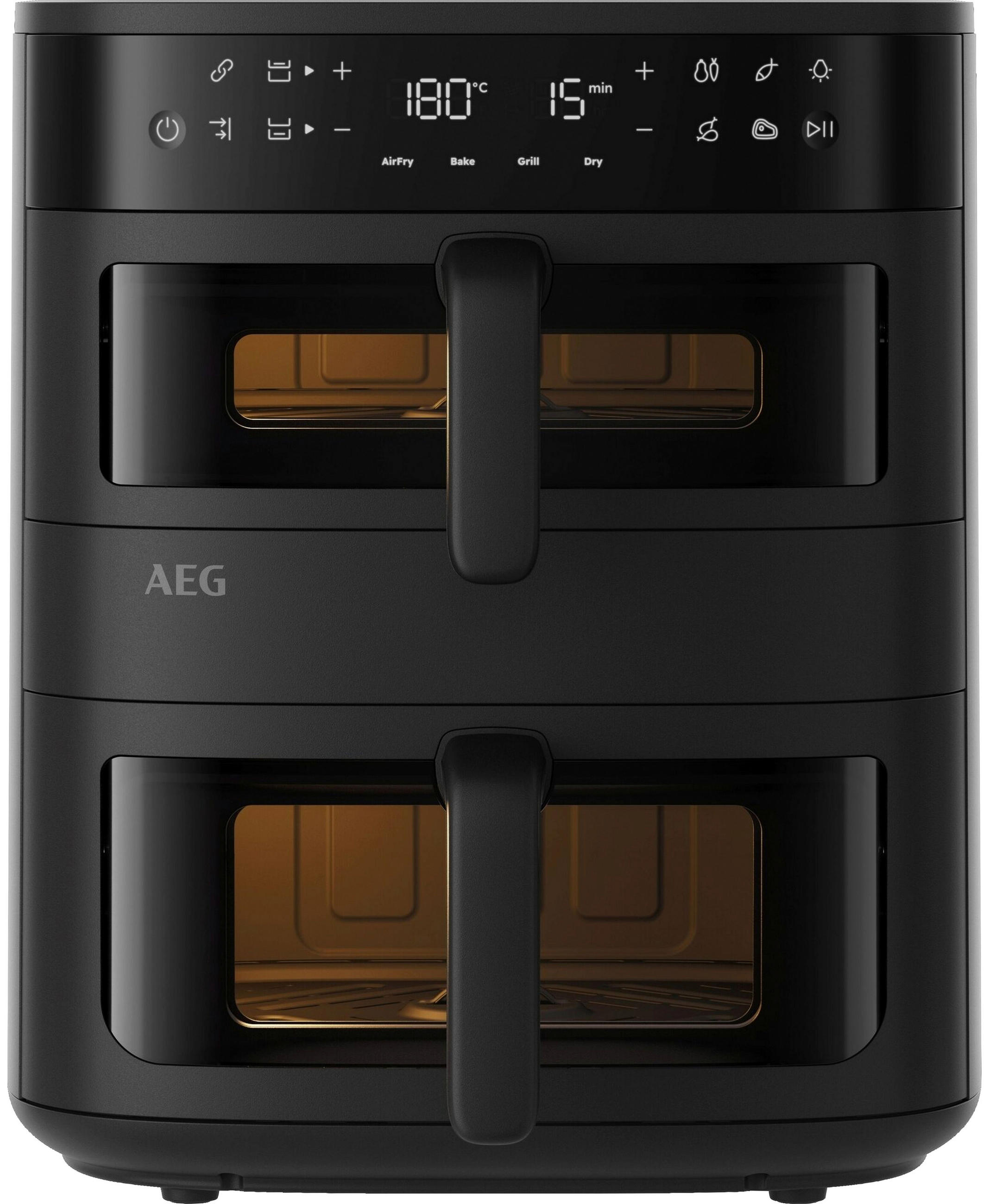 HEISSLUFTFRITTEUSE 7,0 + 4,0 L  - Schwarz, Basics, Kunststoff (30/41/32cm) - AEG