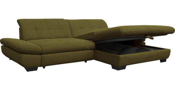 ECKSOFA in Mikrofaser Grün 290/198 cm - Schwarz/Grün, Design, Textil/Metall (290/198cm) - Xora