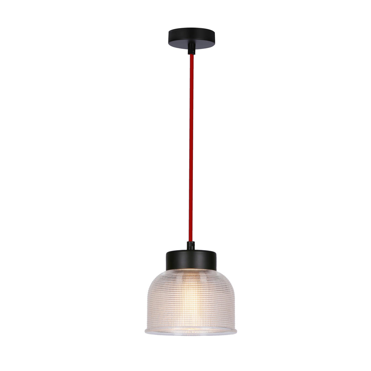 PENDELLEUCHTE 14.5/14.5/90 cm  - Transparent/Rot, Trend, Glas/Metall (14.5/14.5/90cm)