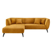 ECKSOFA 160/264 cm  in Cord Goldfarben Zierkissen  160/264 cm  - Goldfarben/Schwarz, MODERN, Holz/Textil (160/264cm) - MID.YOU