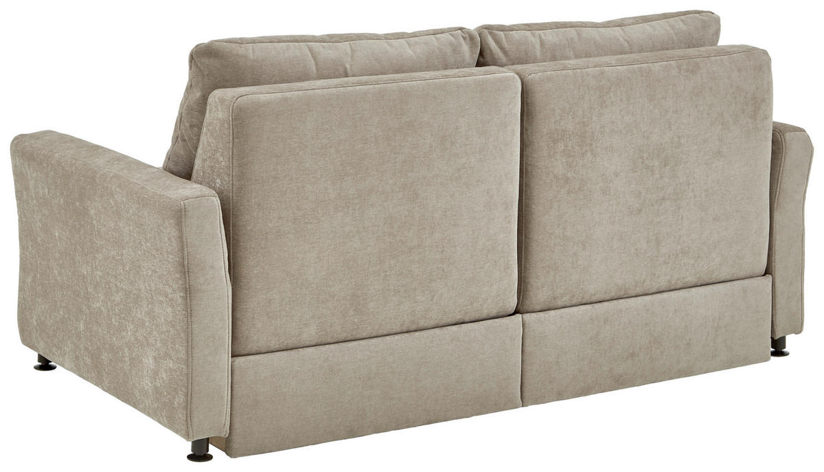 SCHLAFSOFA Chenille Hellbraun  - Hellbraun/Schwarz, KONVENTIONELL, Textil/Metall (186/90/100cm) - Beldomo Style