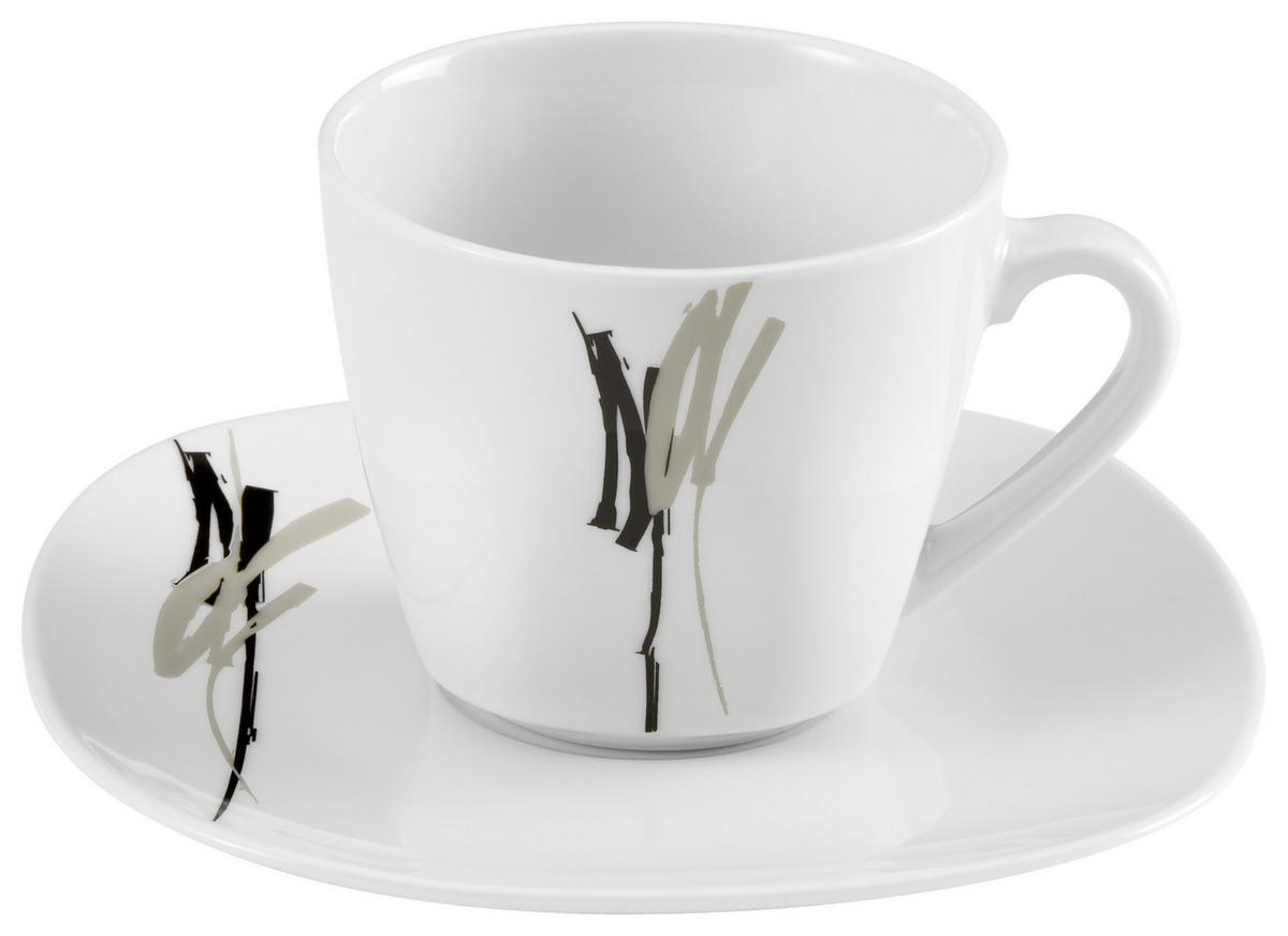 KOMBINOVANÝ SERVIS 62-dielne, porcelán keramika  - čierna/sivá, Design, keramika - Boxxx