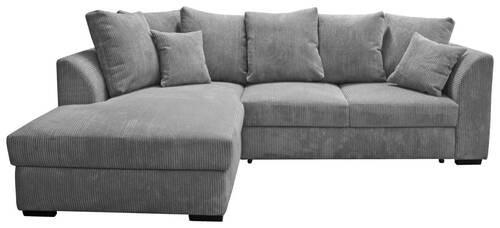 ECKSOFA inkl.Funktionen Hellgrau Cord  - Hellgrau/Schwarz, Design, Kunststoff/Textil (174/259cm) - Cantus