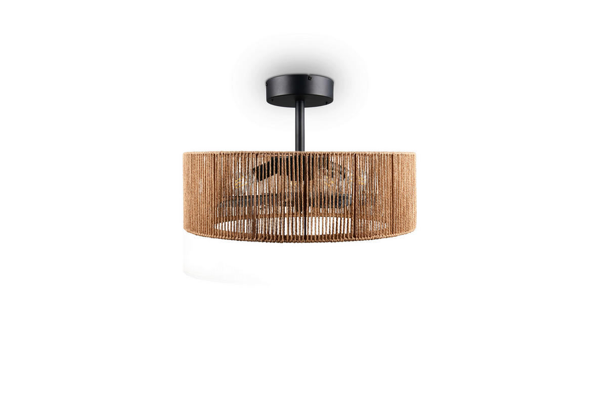 DECKENVENTILATOR - Schwarz/Braun, Design, Kunststoff/Textil (61/5cm)