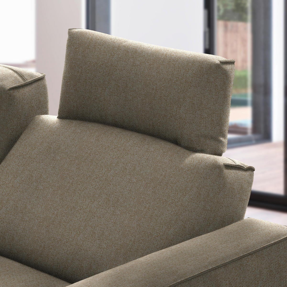 ECKSOFA in Flachgewebe Sandfarben  - Sandfarben/Schwarz, Design, Textil/Metall (210/260cm) - Johann Jakob