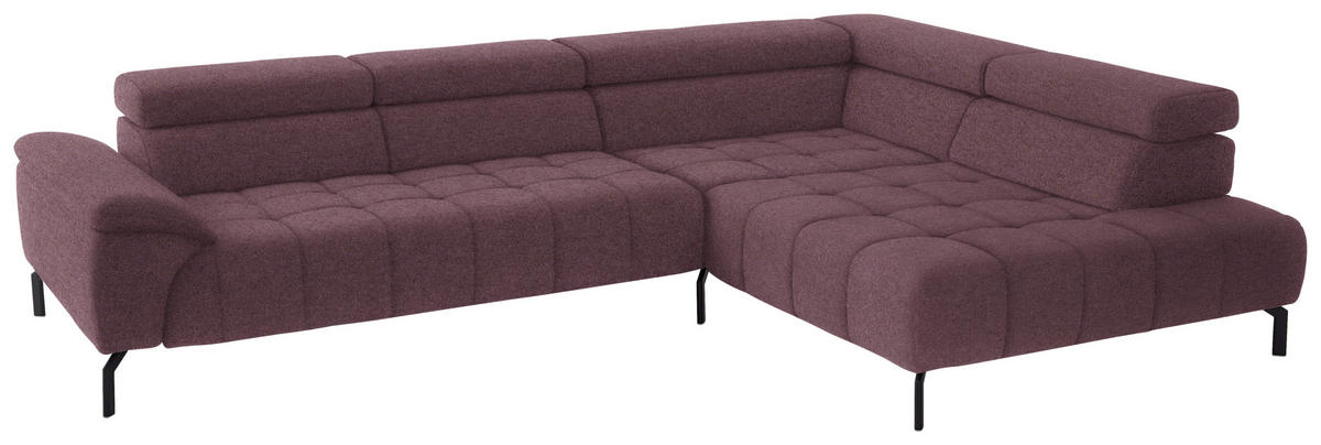 ECKSOFA in Chenille Beere  - Beere/Schwarz, Design, Textil/Metall (323/222cm) - Beldomo Style